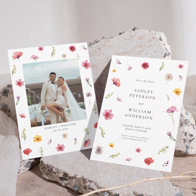 Invitación Boda de flores silvestres Salven la foto de la fec (Subido por el creador)