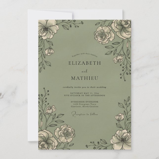 Invitación Boda de flores silvestres salvia (Anverso)