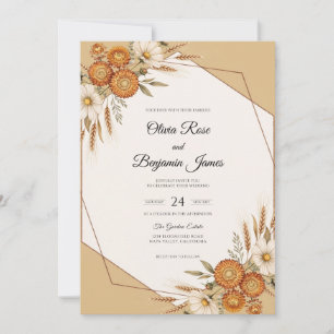 Invitación Boda de flores silvestres secas ámbar