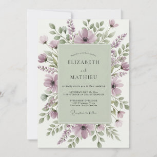 Invitación Boda de flores silvestres serenas en verde salvia