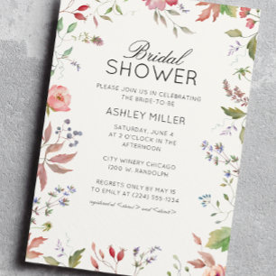 Invitación Boda de flores silvestres simple y eterna ducha de