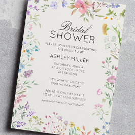 Invitación Boda de flores silvestres simple y eterna ducha de