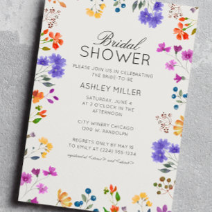Invitación Boda de flores silvestres simple y eterna ducha de