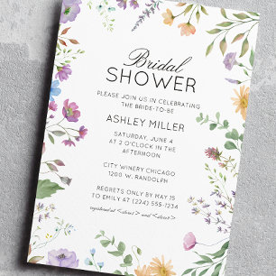 Invitación Boda de flores silvestres simple y eterna ducha de