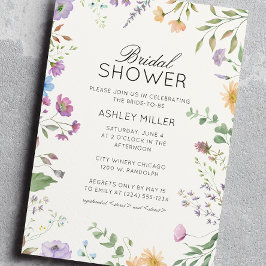 Invitación Boda de flores silvestres simple y eterna ducha de