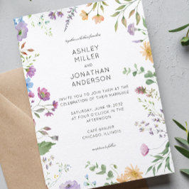 Invitación Boda de flores silvestres simple y eterno