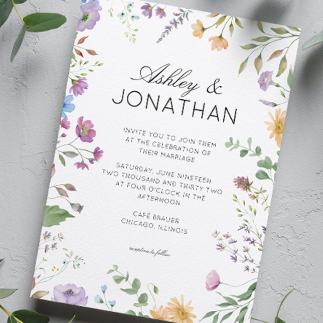 Invitación Boda de flores silvestres simple y eterno (Subido por el creador)