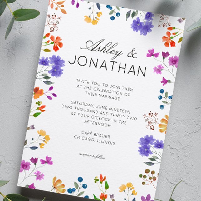 Invitación Boda de flores silvestres simple y eterno (Subido por el creador)