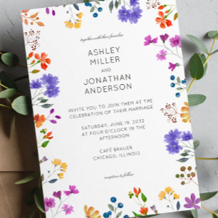 Invitación Boda de flores silvestres simple y eterno