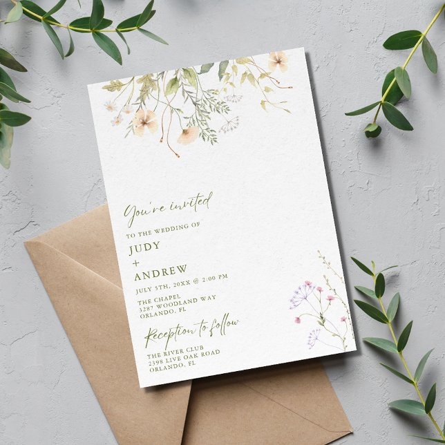 Invitación Boda de Flores Silvestres Simples (Simple Wildflower Wedding Invitation)