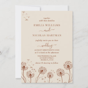 Invitación Boda de flores silvestres simples beige marrón