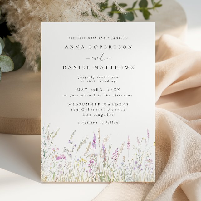Invitación Boda de flores silvestres suaves boho (Subido por el creador)