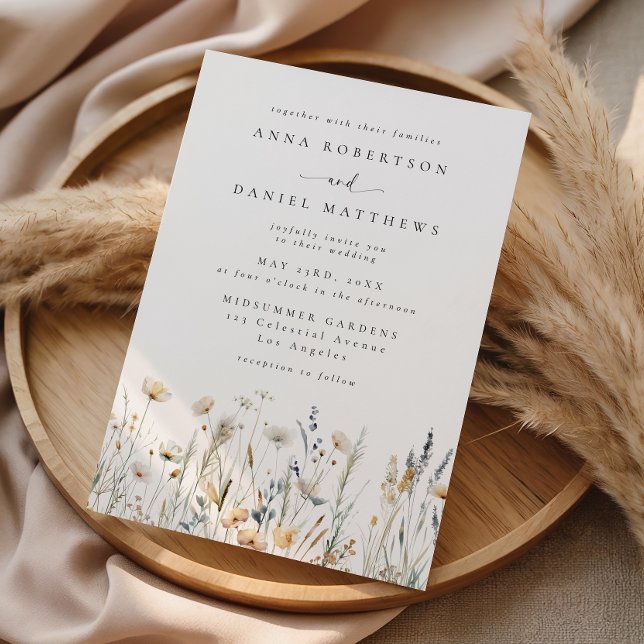 Invitación Boda de flores silvestres suaves boho (Subido por el creador)