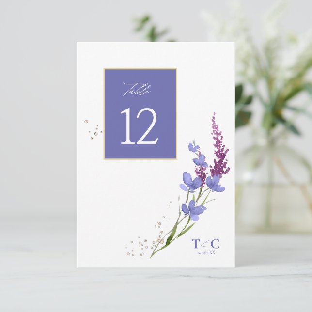 Invitación Boda de flores silvestres Tabla de textura No. Per (Anverso de pie)