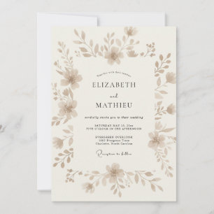 Invitación Boda de flores silvestres terrosas en ecru
