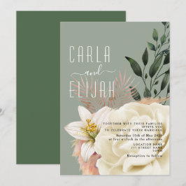 Invitación Boda de flores silvestres verdes boho sage