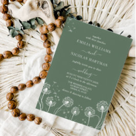 Invitación Boda de flores silvestres verdes simples modernas