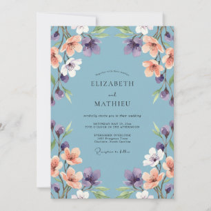 Invitación Boda de flores silvestres Violeta Albaricoque