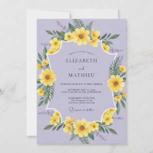 Invitación Boda de flores silvestres violetas ámbar