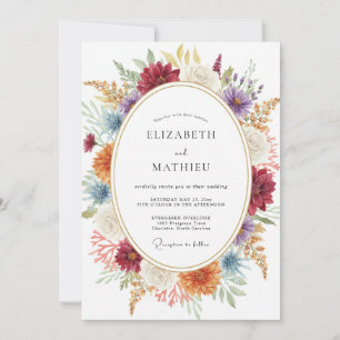 Invitación Boda de flores silvestres violetas de terracota
