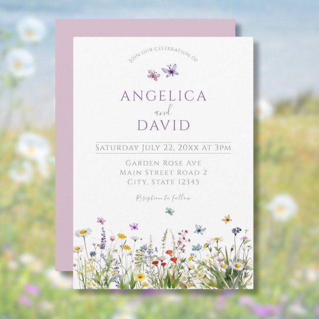 Invitación Boda de flores silvestres y mariposas (Subido por el creador)