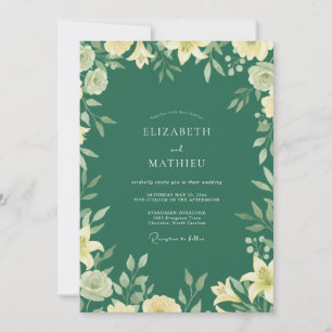 Invitación Boda de flores silvestres y musgo profundo
