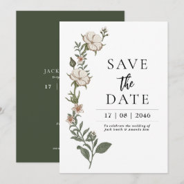 Invitación Boda de flores sin tiempo simple guardar las tarje