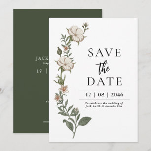 Invitación Boda de flores sin tiempo simple guardar las tarje