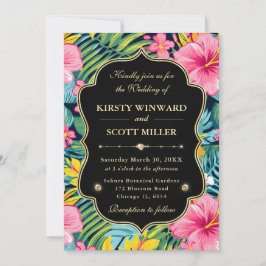 Invitación Boda de flores tropicales brillantes en acuarela