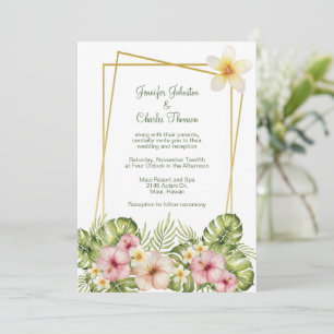 Invitación Boda de Flores Tropicales de Hawái