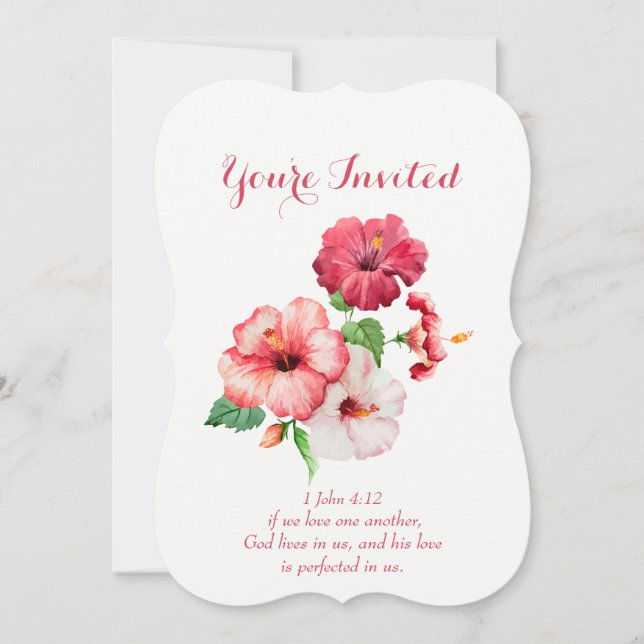 Invitación Boda de Flores Tropicales de la Escritura Cristian (Anverso)