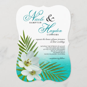 Invitación Boda de Flores Tropicales de la Playa de Aloha