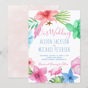 Invitación Boda de flores tropicales de la playa de Hawái
