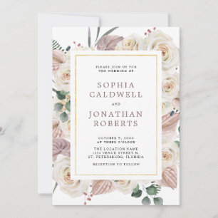 Invitación Boda de Flores Tropicales de las Rosas Blancas