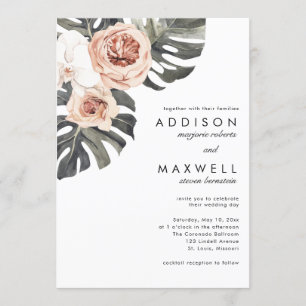 Invitación Boda de Flores Tropicales de Monstera
