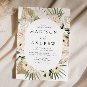 Invitación Boda de Flores Tropicales Neutrales Boho