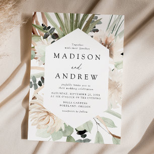 Invitación Boda de Flores Tropicales Neutrales Boho