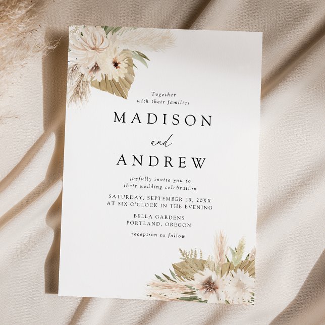 Invitación Boda de Flores Tropicales Neutrales Boho (Subido por el creador)
