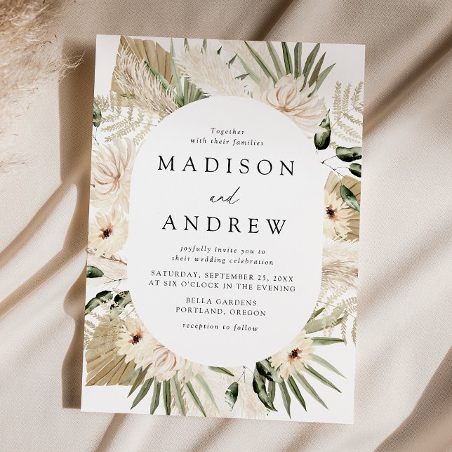 Invitación Boda de Flores Tropicales Neutrales Boho (Subido por el creador)