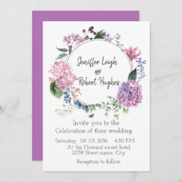 Invitación Boda de flores ultravioleta de Hydrangea