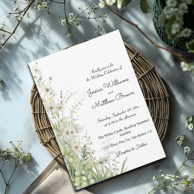Invitación Boda de flores verdes de Dusty Sage 5x7" (Subido por el creador)