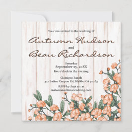 Invitación Boda de flores verdes de Naranja quemado blanco ru