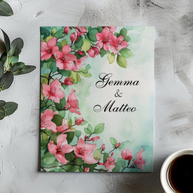 Invitación Boda de flores verdes rosadas (Subido por el creador)