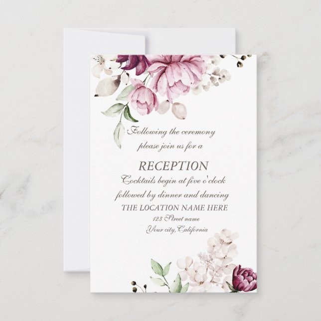 Invitación Boda de Flores Violetas con Acuarela (Anverso)