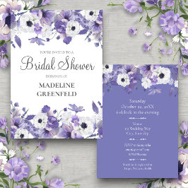 Invitación Boda de flores violetas de acuarela,ducha nupcial