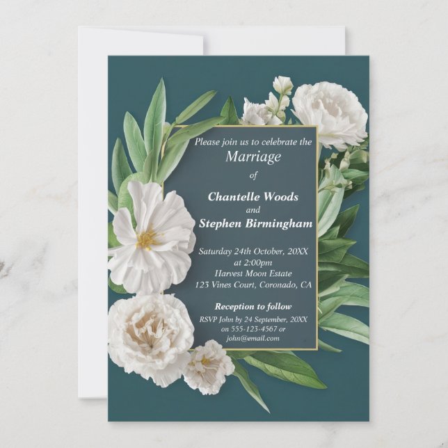 Invitación Boda de Flores White Peony