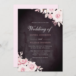 Invitación Boda de Flores y Acuarela de Borgoña de Rubor