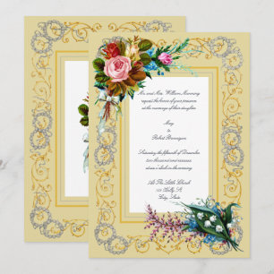 Invitación Boda de flores y boquetas de la era victoriana
