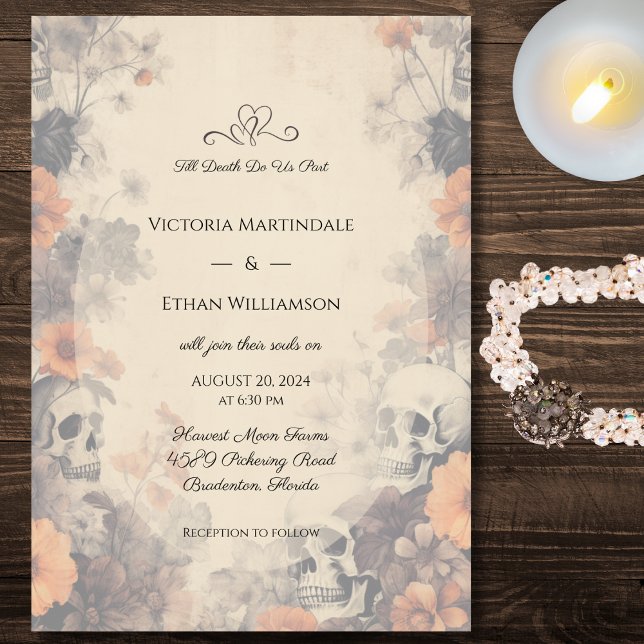 Invitación Boda de Flores y Calaveras Góticas  (Subido por el creador)
