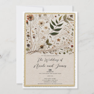 Invitación Boda de flores y hojas botánicas de la belleza de 